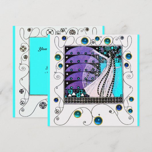 MAGIC VAN DE SPRING, heldere paarse zwarte aqua bl Kaart (Voorkant / Achterkant)