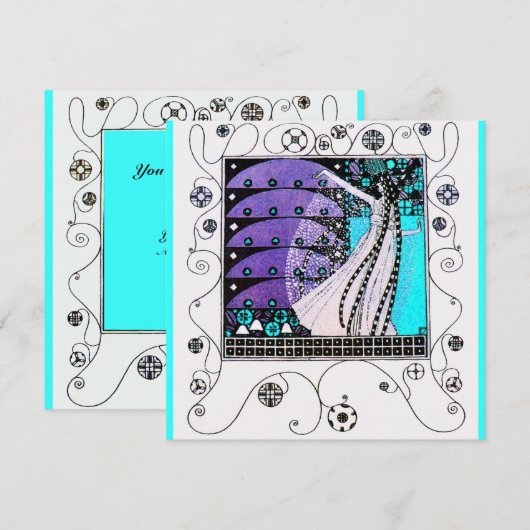 MAGIC VAN DE SPRING, heldere paarse zwarte aqua bl Kaart (Voorkant / Achterkant)