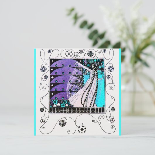 MAGIC VAN DE SPRING, heldere paarse zwarte aqua bl Kaart (Staand voorkant)