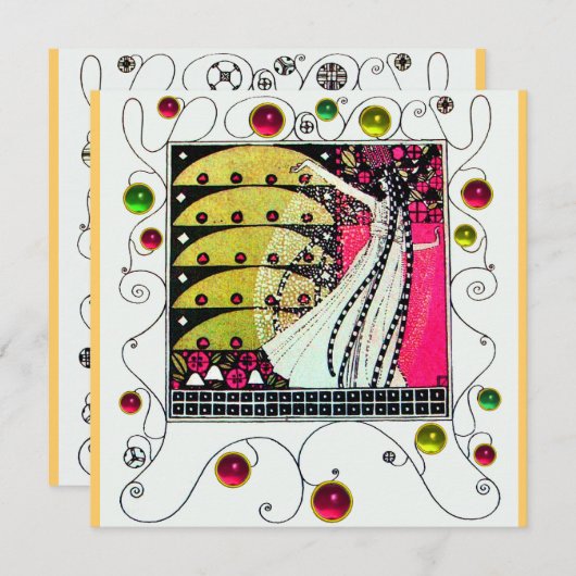 MAGIC VAN DE SPRING: helderroze zwart-wit geel Kaart (Voorkant / Achterkant)