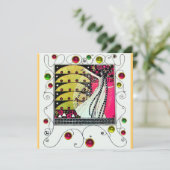 MAGIC VAN DE SPRING: helderroze zwart-wit geel Kaart (Staand voorkant)