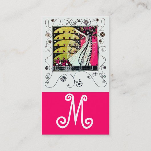 MAGIC VAN DE SPRING: helderroze zwart-wit geel Visitekaartje (Achterkant)