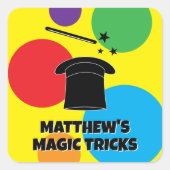 Magic wand and magician hat custom stickers (Voorkant)