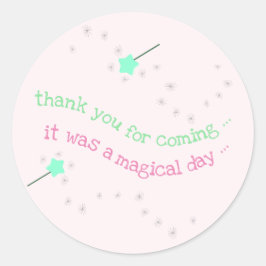 Magic Wand Babyshower 'Bedankt' Ronde Sticker