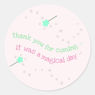 Magic Wand Babyshower 'Bedankt' Ronde Sticker