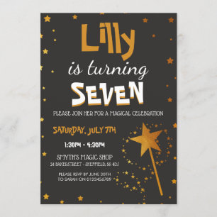 Magic Wand Star Theme Birthday Party Custom RSVP Kaart