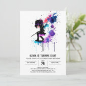 Magic Warrior Ninja Digitaal Meisje Verjaardag Kaart (Staand voorkant)