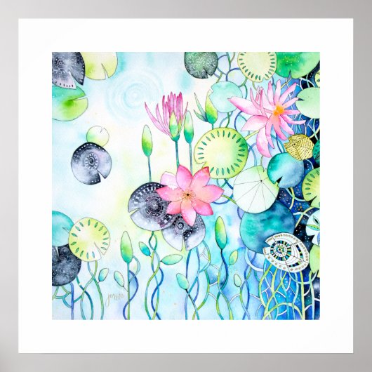 Magic Waterlelies Archival Art Print Ratio 1:1 (Voorkant)