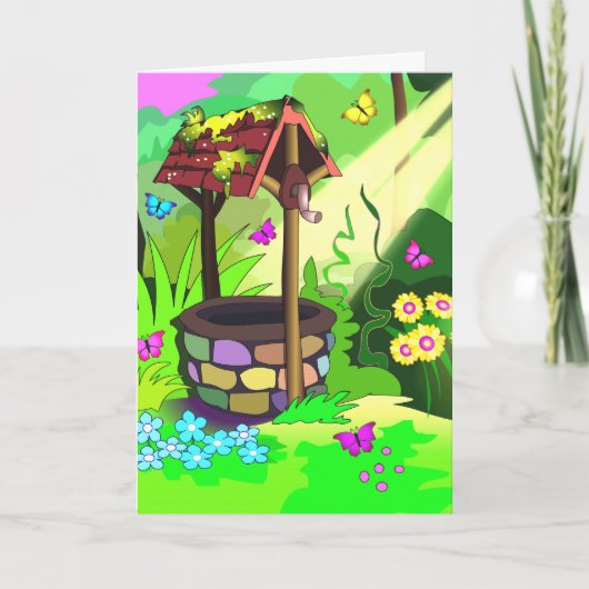 Magic Wishing Well Wenskaarten Verticaal Kaart (Voorkant)