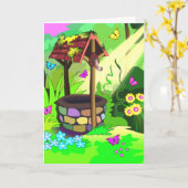 Magic Wishing Well Wenskaarten Verticaal Kaart (Gele Bloem)