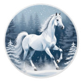 Magic Wit Winter Paard Keramische Knop (Voorkant)