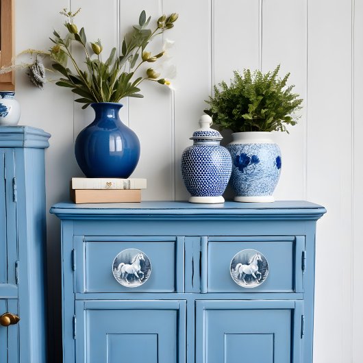 Magic Wit Winter Paard Keramische Knop