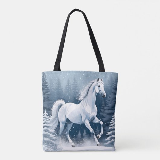 Magic Wit Winter Paard Tote Bag (Achterkant)