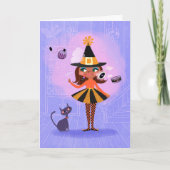 Magic Witch Brown Hair Verjaardag Kaart (Voorkant)