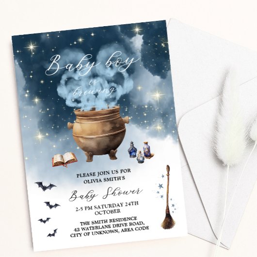Magic Witch Cauldron Baby Boy Brouwen Baby shower Kaart