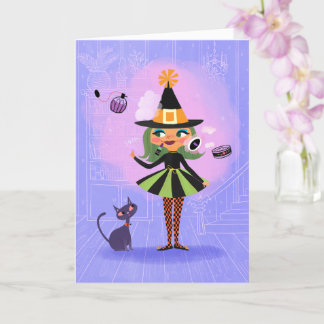 Magic Witch Green Hair Verjaardag Kaart