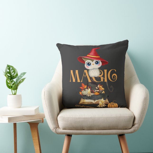 Magic Witch Uil Herfst Thema Gepersonaliseerd Kussen (Stoel)