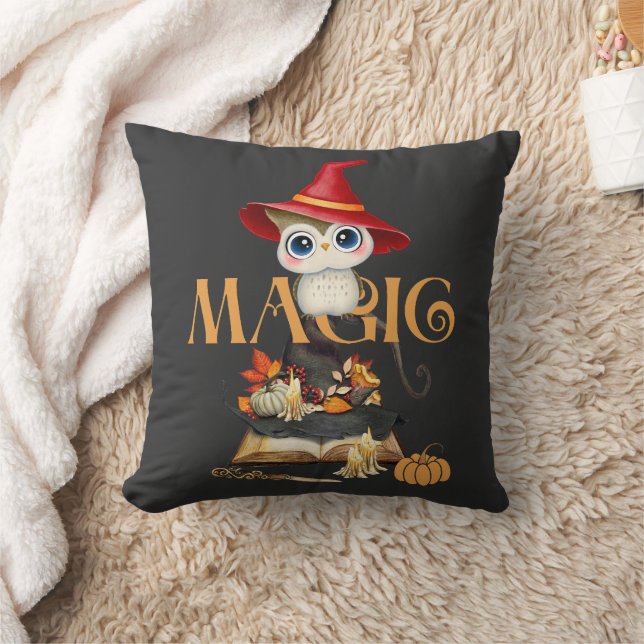 Magic Witch Uil Herfst Thema Gepersonaliseerd Kussen (Deken)