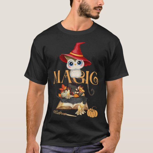 Magic Witch Uil Herfst Thema T-shirt (Voorkant)