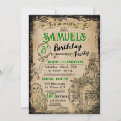 Magic Wizard Green Verjaardagsfeest Kaart (Voorkant)