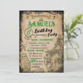 Magic Wizard Green Verjaardagsfeest Kaart (Staand voorkant)