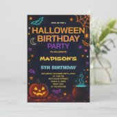 Magic & Wizard Halloween Verjaardag Uitnodiging (Staand voorkant)