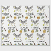 Magic Wizard Witch School Owl Aangepast Cadeaupapier (Vlak)