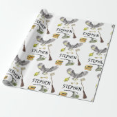 Magic Wizard Witch School Owl Aangepast Cadeaupapier (Uitgerold)