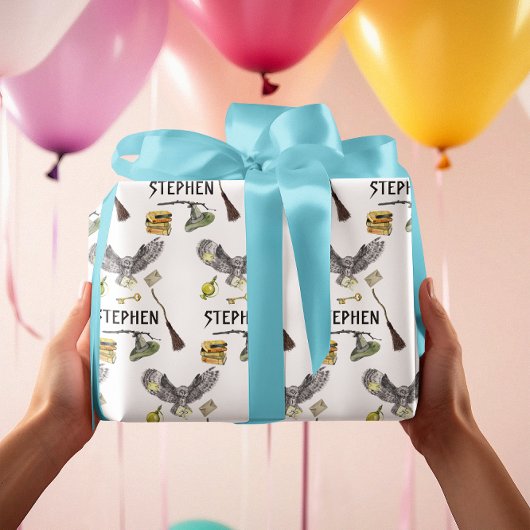 Magic Wizard Witch School Owl Aangepast Cadeaupapier