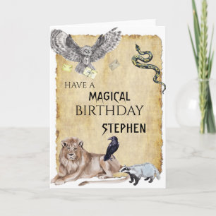 Magic Wizard Witch School Owl Birthday Kaart