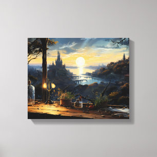 Magic Workshop Bench met uitzicht op een Fantasy B Canvas Afdruk