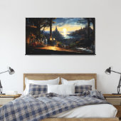 Magic Workshop Bench met uitzicht op een Fantasy B Canvas Afdruk (Insitu (Slaapkamer))