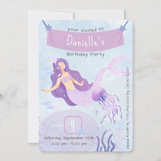 Magic Zeemeermin Verjaardagsfeestje Kaart (Voorkant)