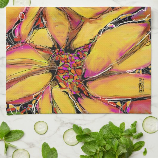 "Magic" Zonnebloem Keukenhanddoek (Gevouwen)