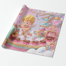 Magical 3D Cupid’s Valentine Gift Factory Scene Cadeaupapier
