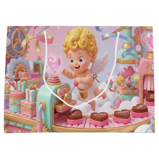 Magical 3D Cupid’s Valentine Gift Factory Scene Groot Cadeauzakje (Voorkant)