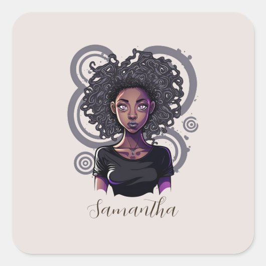 Magical Afro Woman Vierkante Sticker (Voorkant)