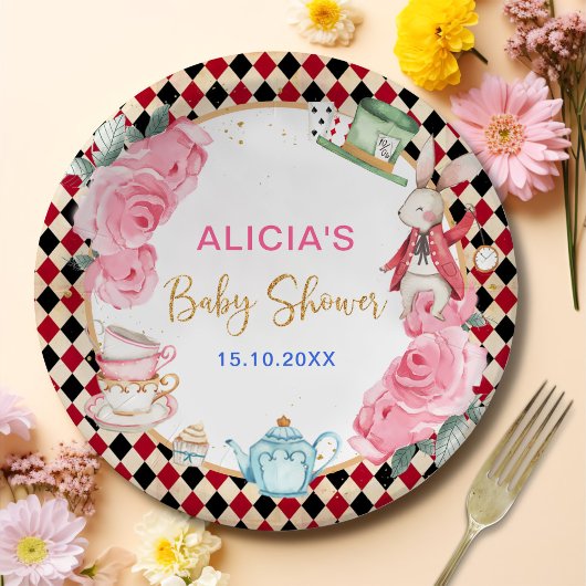 Magical Alice in Wonderland Baby shower Tea Party Papieren Bordje