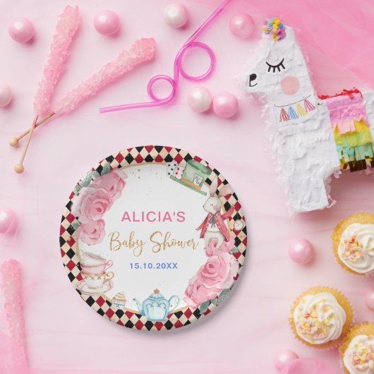 Magical Alice in Wonderland Baby shower Tea Party Papieren Bordje (Feest)