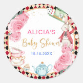 Magical Alice in Wonderland Baby shower Tea Party Ronde Sticker (Voorkant)