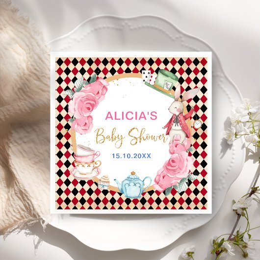 Magical Alice in Wonderland Baby shower Tea Party Servet
