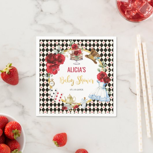 Magical Alice in Wonderland Baby shower Tea Party Servet (Insitu)