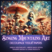 Magical Alice Wonderland Mushroom Grove Decoupage Tissuepapier