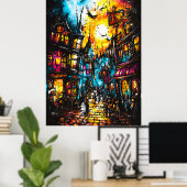 Magical Alley - Fantasie Expressionistische Kunst Poster (Thuiskantoor)