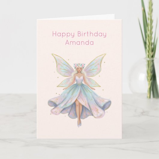 Magical Angel Fairy Pastel Colors Birthday Kaart (Voorkant)