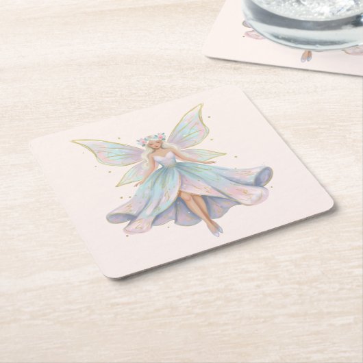  Magical Angel Fairy Pastel Colors Kartonnen Onderzetters (Schuin)