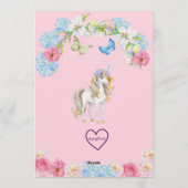 Magical Asian Princess Unicorn Birthday Kaart (Achterkant)