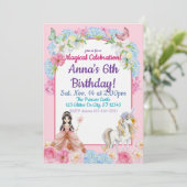 Magical Asian Princess Unicorn Birthday Kaart (Staand voorkant)