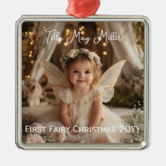 Magical Baby's eerste sprookjesachtige kerstfotoca Metalen Ornament