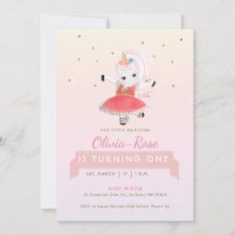 Magical Ballerina Unicorn Rainbow Girl Birthday Kaart